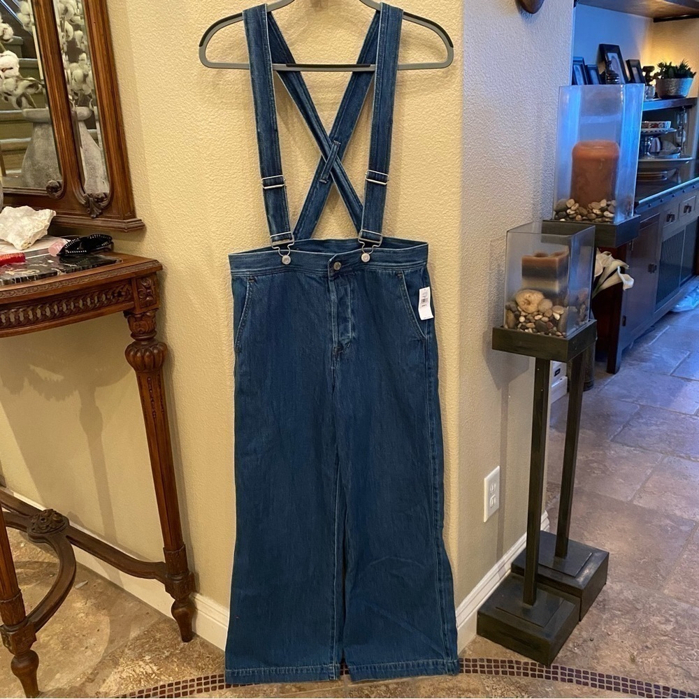 NWT~GAP Women Denim Wide Leg Jumpsuit Overalls Size 28/6R